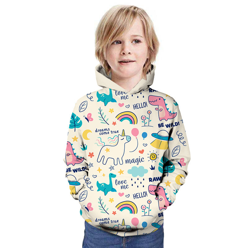 Children Kid 3D Printed Dinosaur Pattern Hoodie