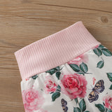 Baby Girl Suit Stripe Long Sleeve Letter Embroidered Flower 3 Pcs Sets