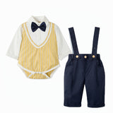 Baby Boy Suit Gentleman Halter Suit Long Sleeve Crawl 2 Pcs Sets