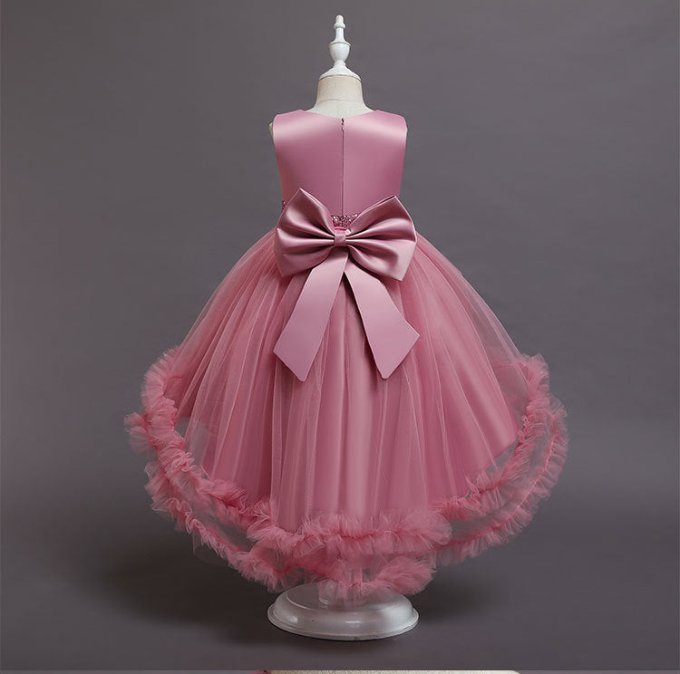 Kids Girl Princess Mesh Flower Fluffy Sleeveless Flower Dresses