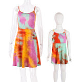 Family Matching Mother-daughter Tie Dye Holiday Beach Dresses
