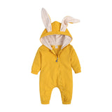 Baby Crawl Suit Harcoat Big Eared Rabbit Hooded Zipper Rompers