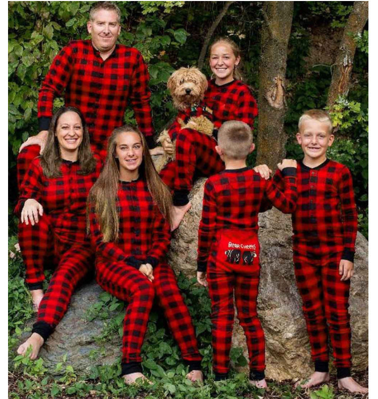 Family Christmas Parent-child Plaid Home Suits Pajamas