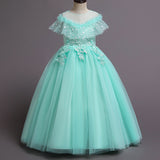 Kid Girl Princess Fashionable Pompous Gauze Flower Wedding Piano Dresses