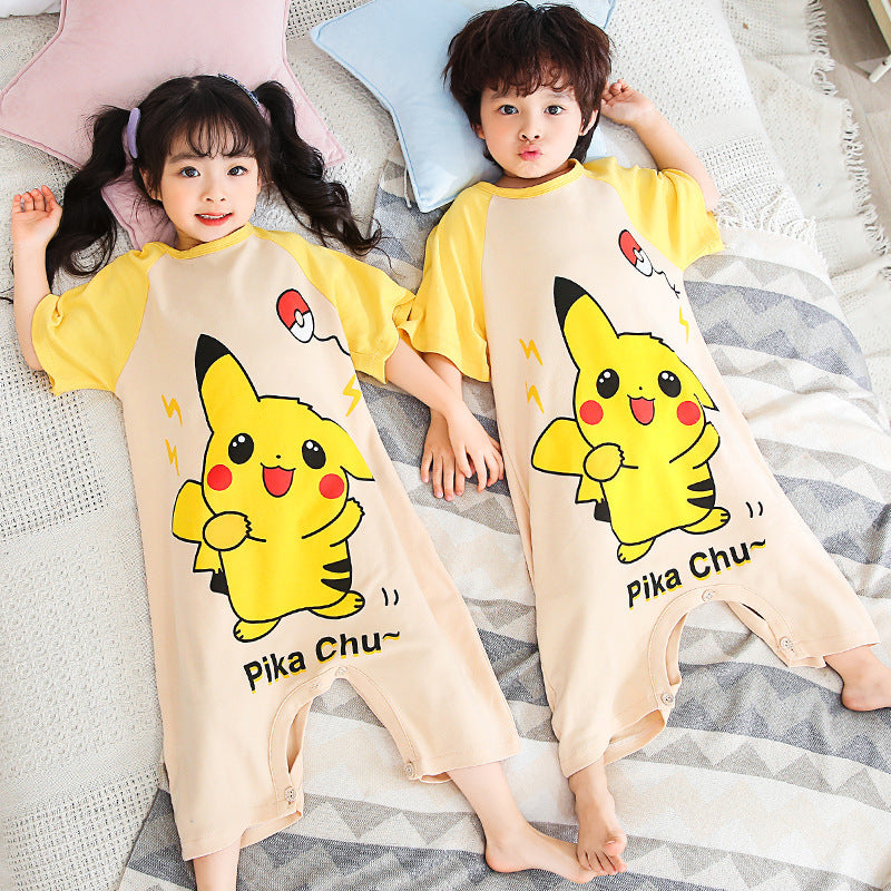 Kid Baby Girl Boy One-piece Short Sleeve Pure Cotton Ultraman Loose Pajamas