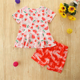 Summer Kid Baby Girl Suits Sweet Watermelon Print 2 Pcs Sets