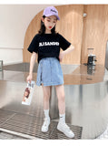 Kid Girls Short Skirt Summer Zipper Embroidered Skirts