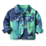 Autumn Girls Boys CoatTie-Dye Long-Sleeved Fashion Denim Jacket