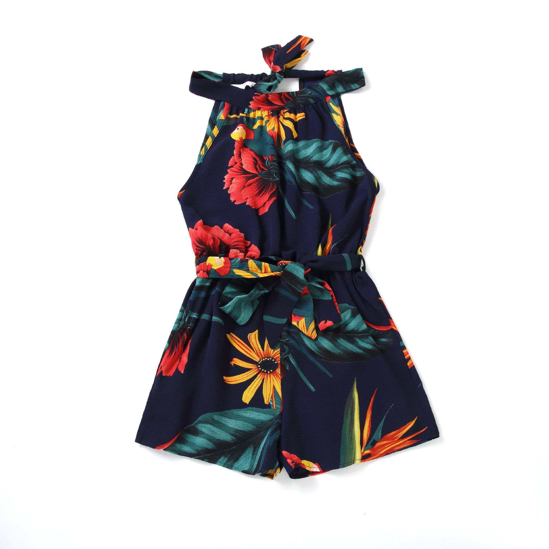 Family Matching Mother Child Jumpsuit Blue Printed Summer Dresses