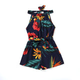 Family Matching Mother Child Jumpsuit Blue Printed Summer Dresses