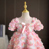 Kid Baby Girl Princess Birthday Party Sweet Three-dimensional Flower Dresses
