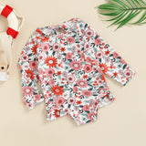 Kid Baby Girls Beach Floral Long Sleeves Swimsuit Rompers