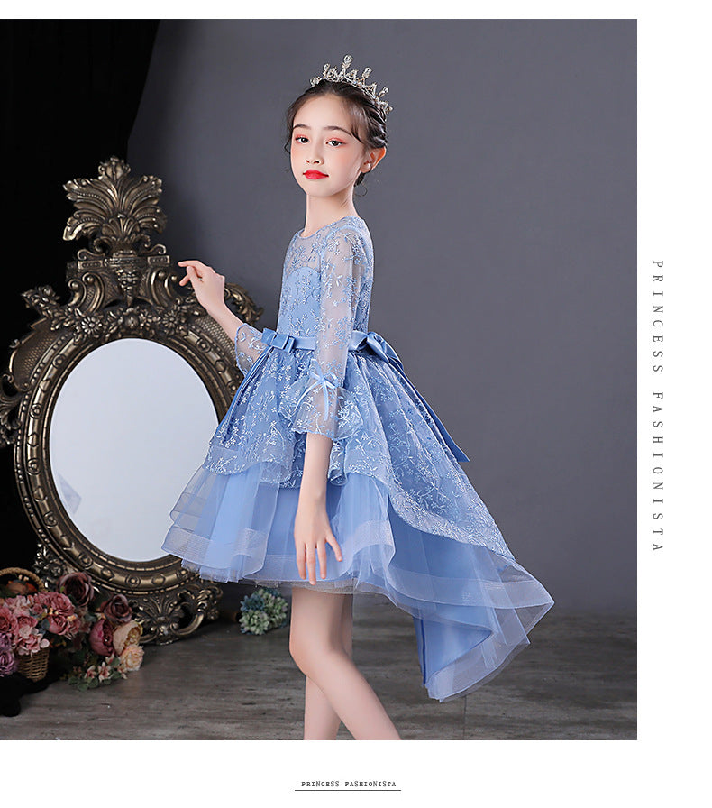Kid Girl Princess Spring Autumn Mesh Sleeve Fluffy Mesh Dresses