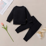 Infants Baby Girl Valentine  Pure Color Long Sleeve Love Suit 2 Pcs Set