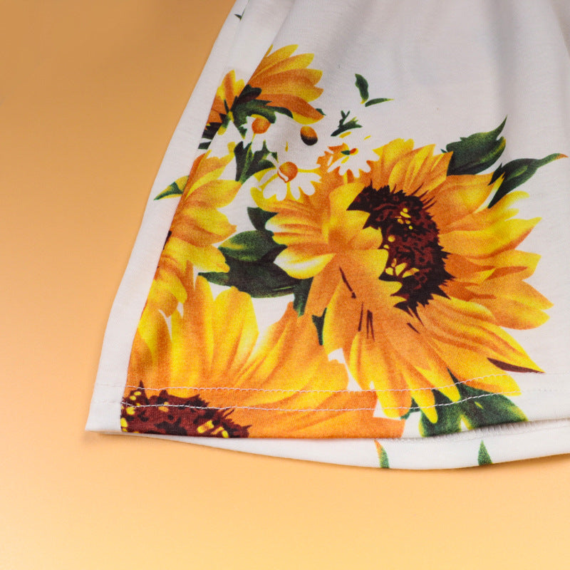 Family Matching Mother-daughter Vacation V-collar Flower Dresses