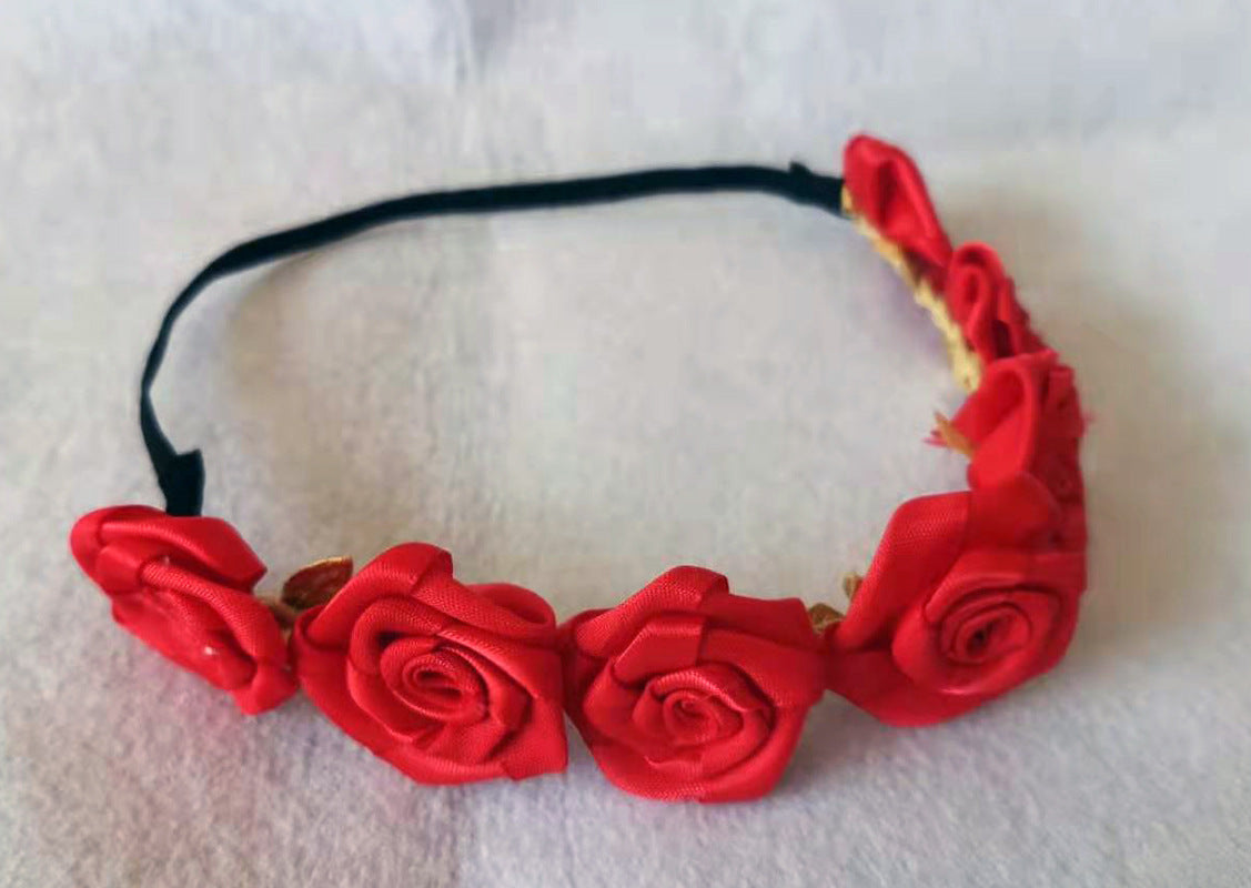 Kid Ball Hair Gold Leaf Headband Wedding Rose Headwear