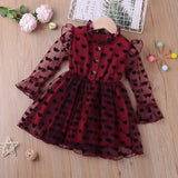 Kid Baby Girl PrincessSpring Summer Sweet Love Flocking Gauze Dresses
