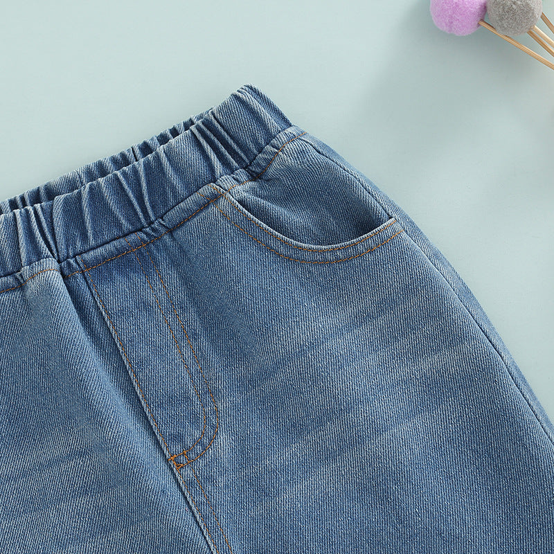 Spring Summer Kids Baby Girls Jeans Pants Denim Trousers