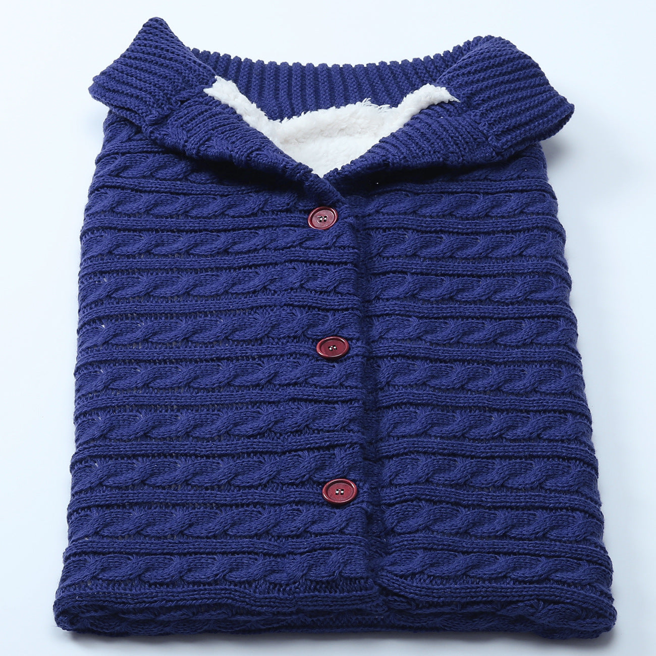 Baby Button Outdoor Cart Wool Knit Fleece Thickened Thermal Sleeping Pajamas