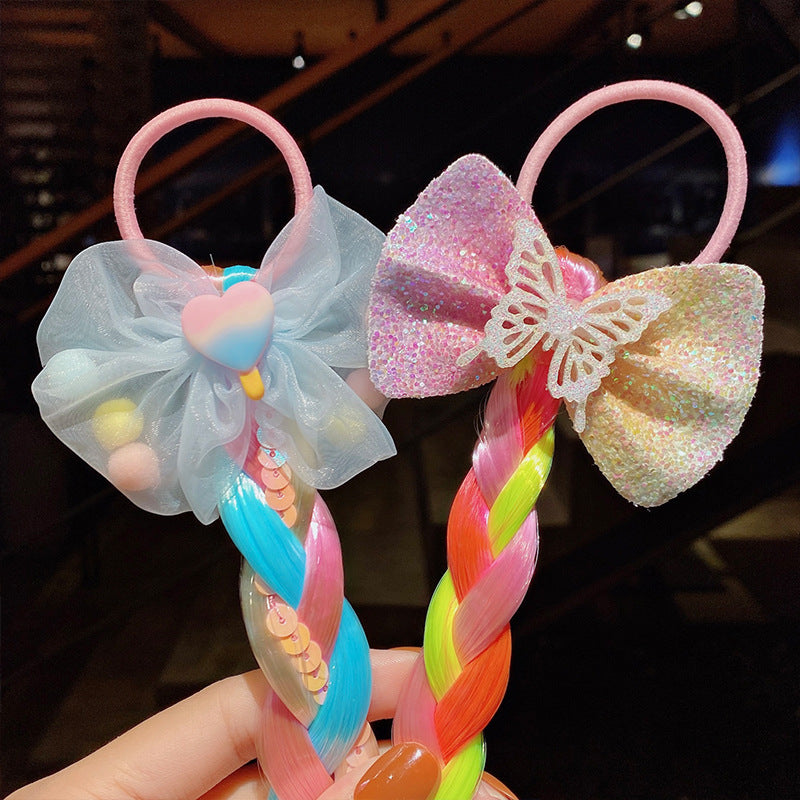 Kid Girl Cartoon Hair Accessories Candy Braided Hair Wig Headwears