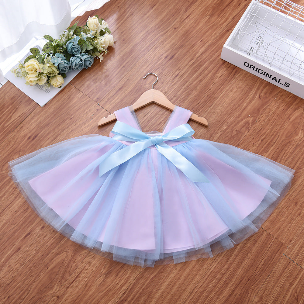 Baby Girl Princess Summer Fluffy Vest Gauze Flower Dresses