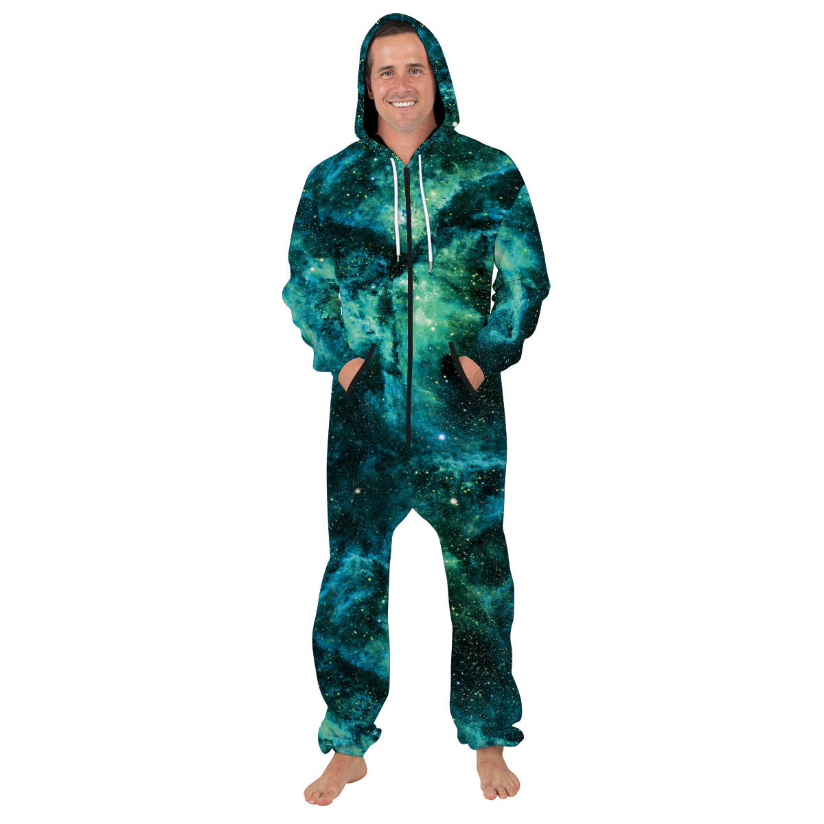 Family Matching Star Digital Print Fashion Zipper Long Sleeve Pajamas