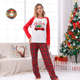 Family Matching Home Suit Christmas Plaid Patchwork Print Pajamas