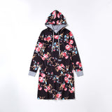 Family Matching Mother-daughter Floral-printed Black Dress