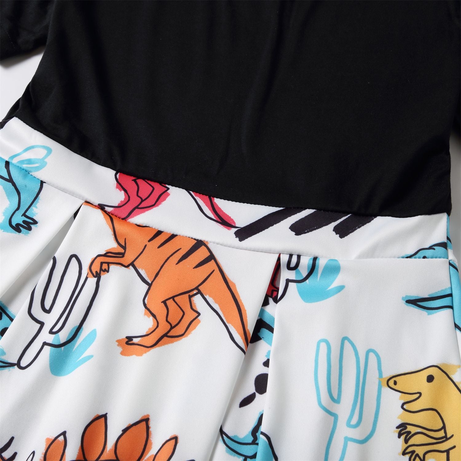 Family Matching New Parent-child Round Collar Short Sleeves Dinosaur Dresses