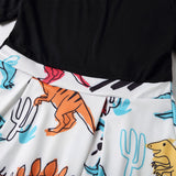 Family Matching New Parent-child Round Collar Short Sleeves Dinosaur Dresses