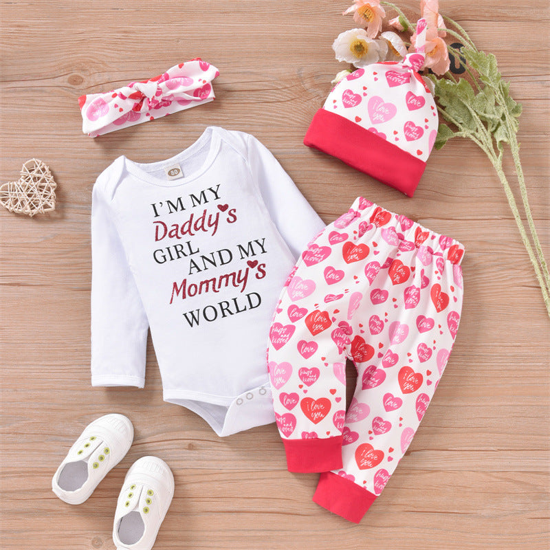 Baby Girl Set Valentine's Day Love Letter 3 Pcs Sets