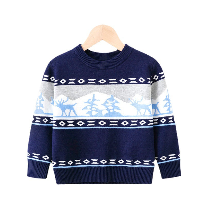 Kid Baby Boy Girl Elk Pullover Christmas Bottomed Sweater