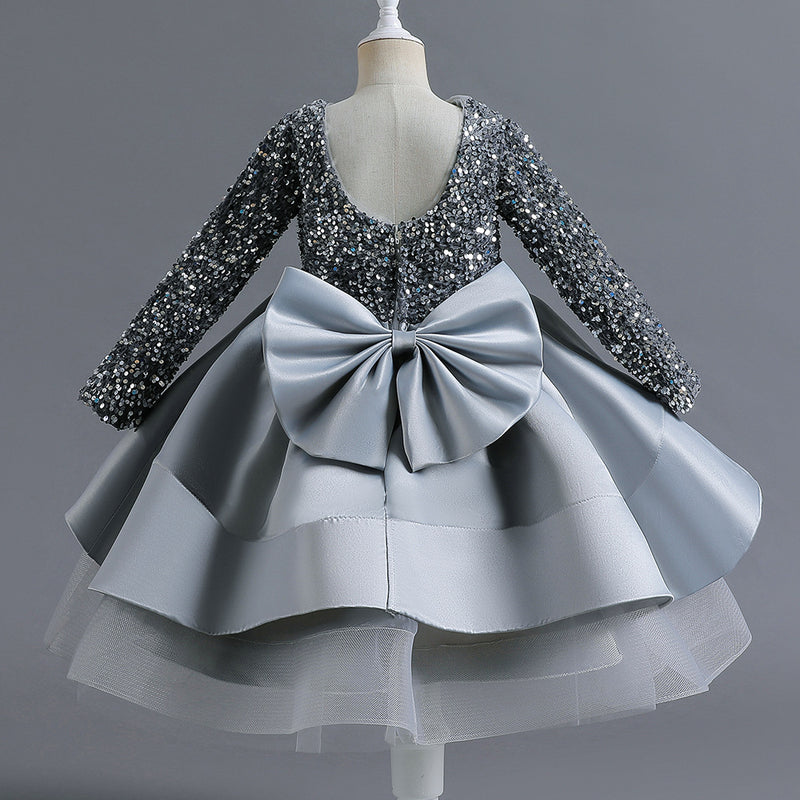 Kid Girl Net Yarn Bow Pommel Performance Princess Dresses