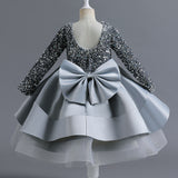 Kid Girl Net Yarn Bow Pommel Performance Princess Dresses