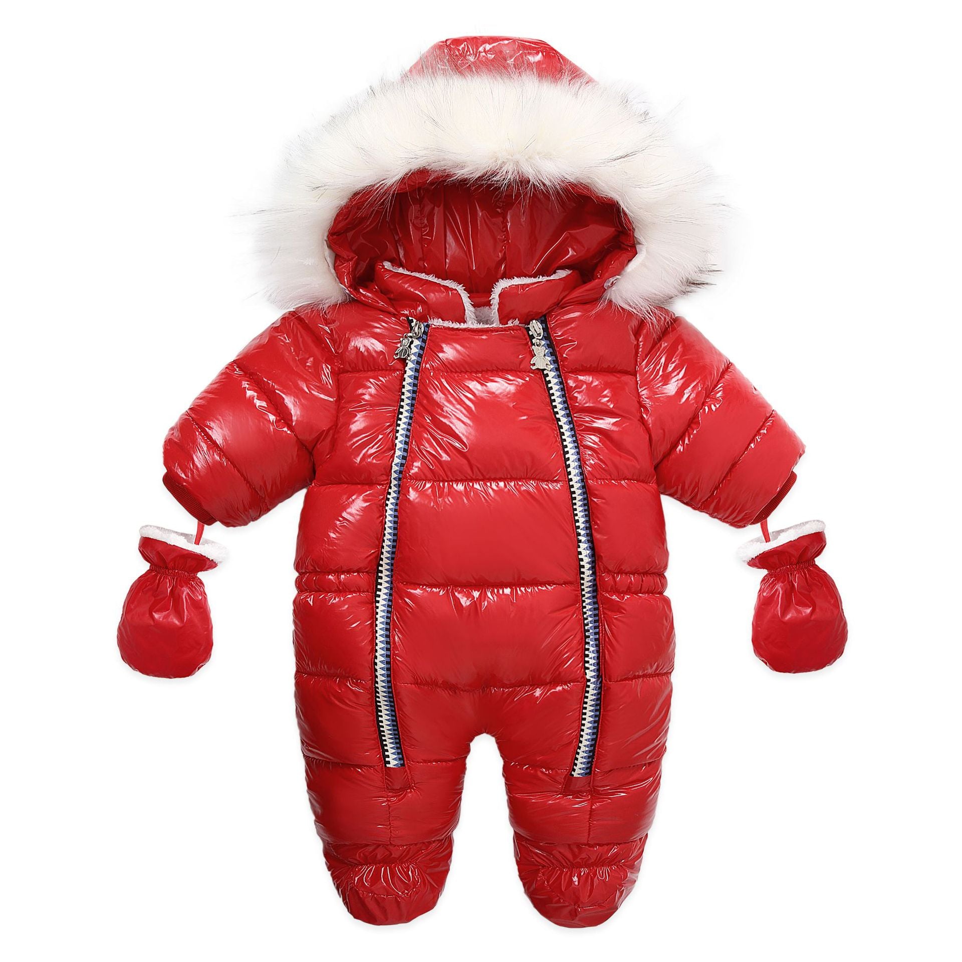 Infant Newborn Baby Winter Warm Hooded Romper Solid Color Overalls Jumpsuit