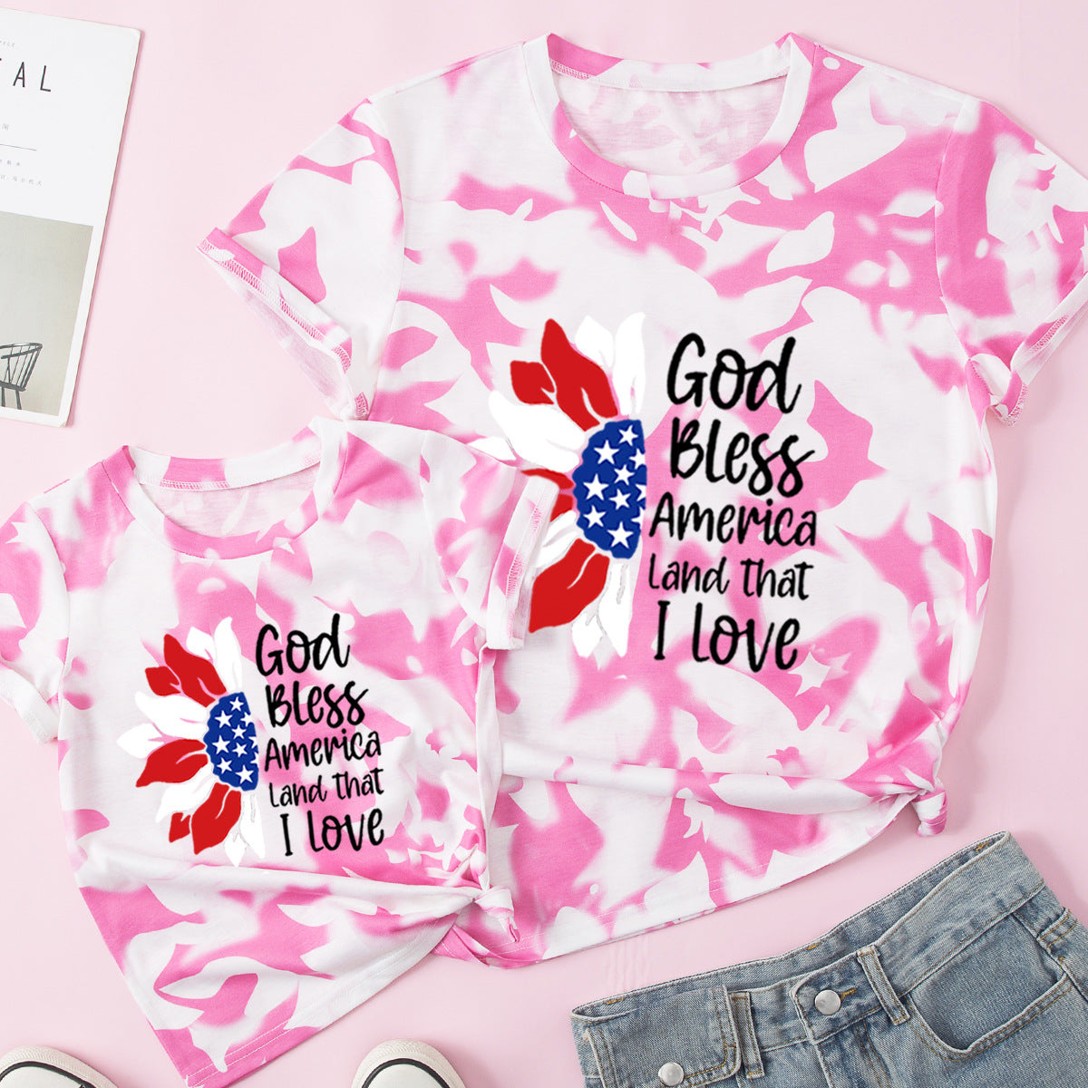 Family Matching Mother Kid Short Sleeves Independence Day T-shirt