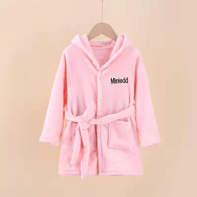 Kid Boys Girls Bathrobe Warm Long Sleeve Hooded Homewear Pajamas