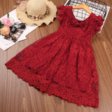 Kid Baby Girl Summer Western Bow Flying Sleeve Embroidery Gauze Flower Dresses
