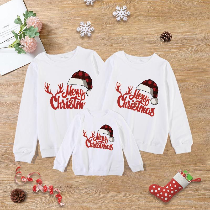 Family Matching Christmas Round Neck Warm Long Sleeved Shirts