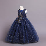 Kid Girl Princess Floral Sequined Long Wedding Lace Dresses