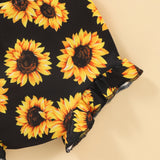Baby Girls Round Collar Sleeveless Printed Shorts 2 Pcs Sets