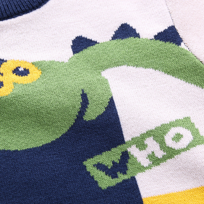 Kid Baby Boy Top Combed Cotton Dinosaur Sweater