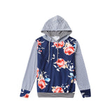 Family Matching Parent-child Stripe Stitching Hoodie Shirts Tops