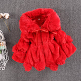 Kid Baby Girls Autumn Winter Woolen Imitation Fur Wool Thickened Jacket Coats