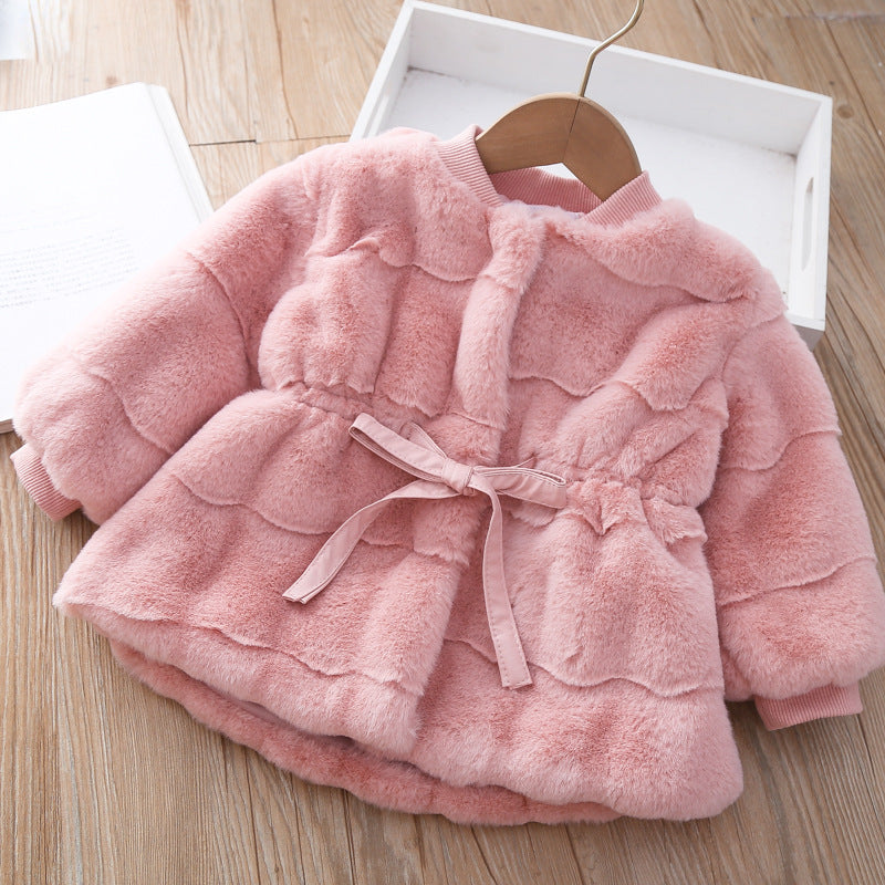 Winter New Girls Fashion Imitation Mink Fur Coat