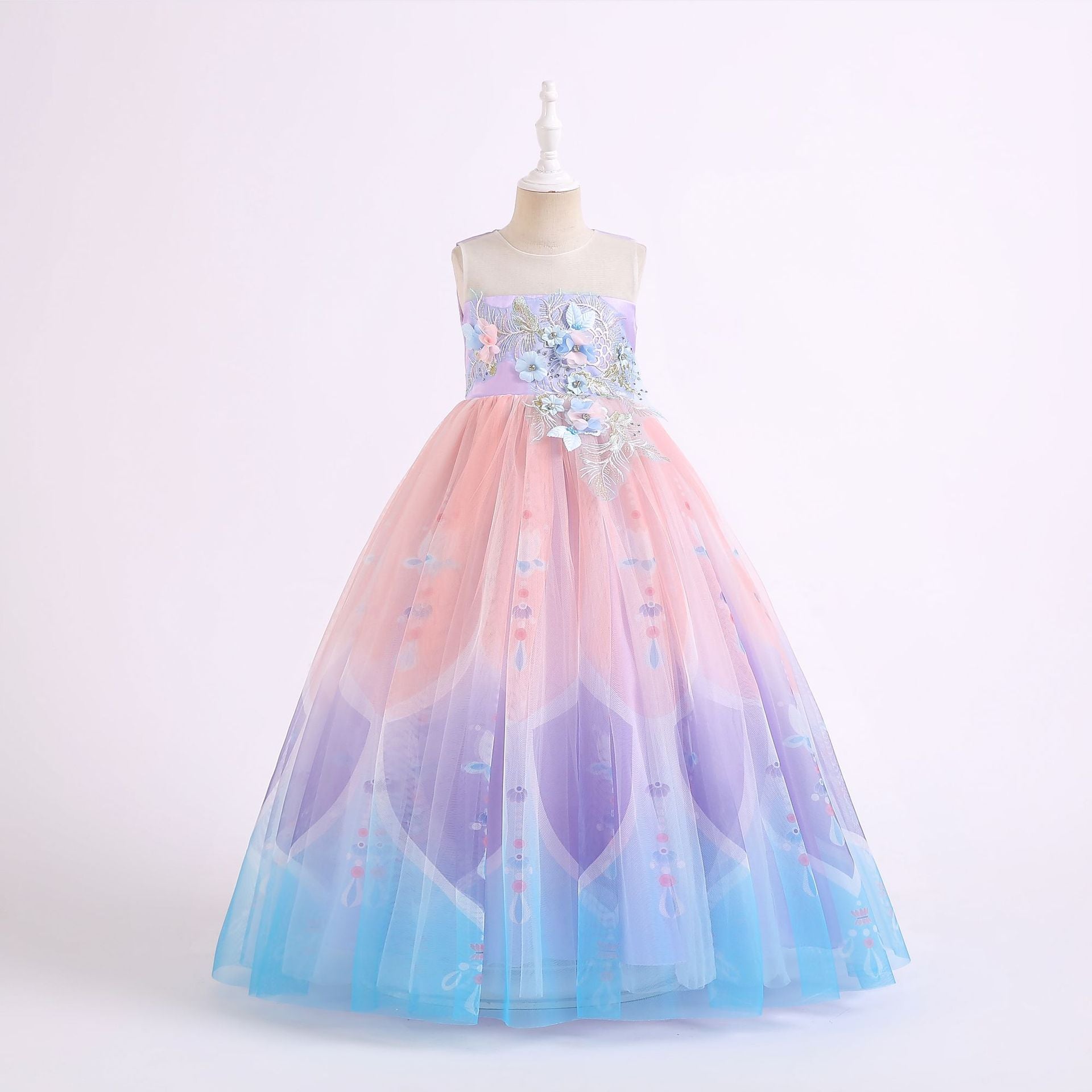 Kid Girl Mesh Evening Formal Princess Dress