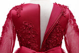 Kid Girl Wedding Pompous Gauze Princess Long Sleeve Sequin Mesh Dresses