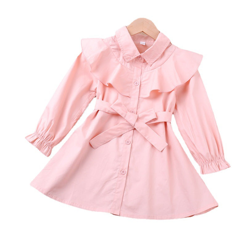 Spring Autumn New Kid Baby Girls Korean Lapel Pure Coat Outwear