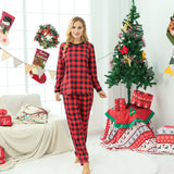 Family Matching Christmas Home Red Plaid Long-sleeved Pajamas