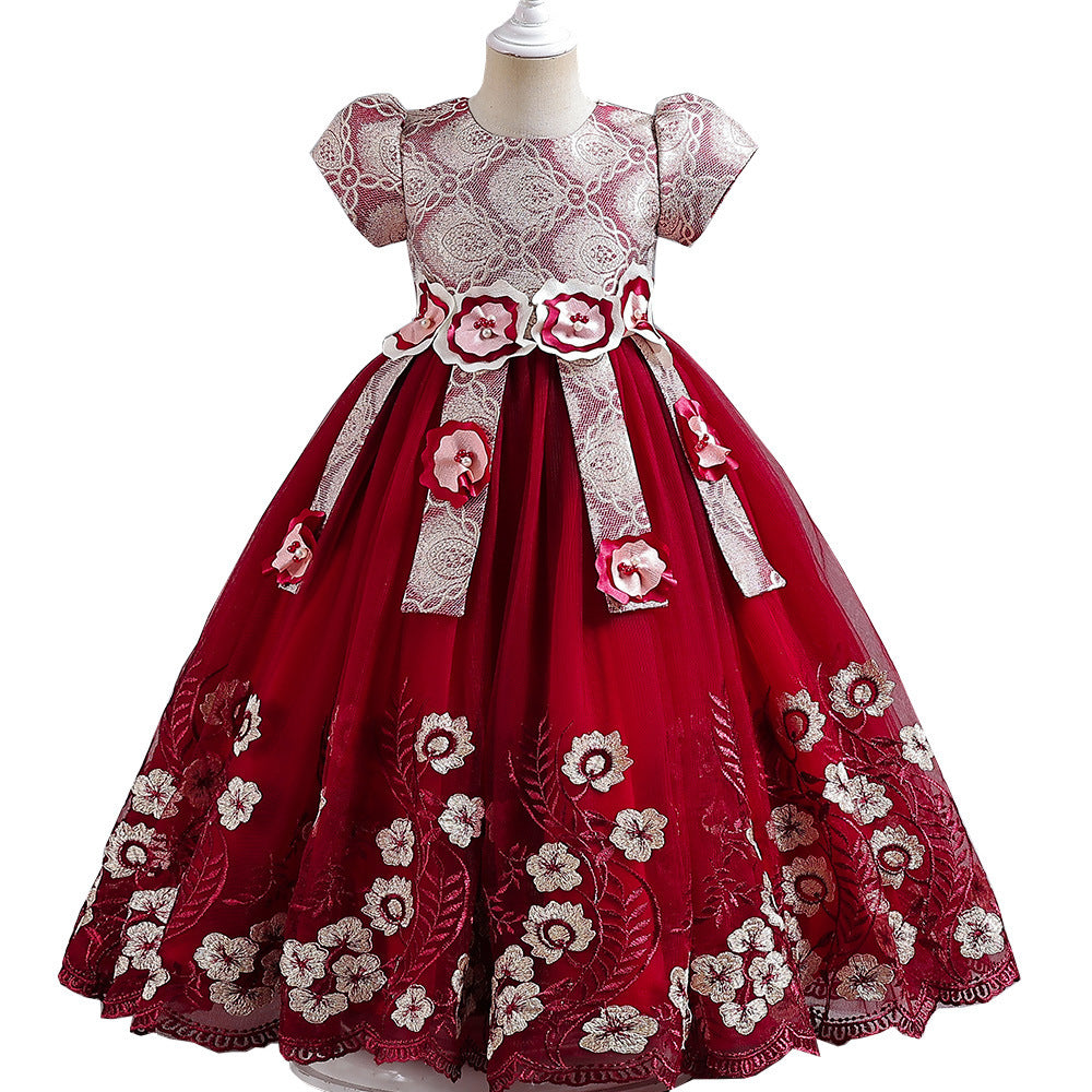 Kid Girl Princess Candy Color Pengpeng Piano Performance  Dresses